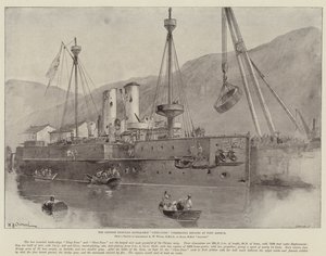 Le cuirassé chinois Chen-Yuen en réparation à Port Arthur