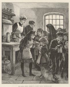 Les grèves des mines, détresse dans un village minier, distribution de soupe - William Heysham Overend