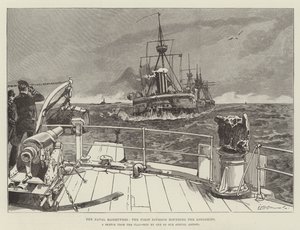 Les manœuvres navales, la première division contournant les Longships
