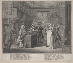 Une femme jurant un enfant à un citoyen respectable, vers 1730-35