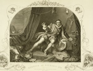 David Garrick (1717-79) en Richard III, Acte V Scène 3, dans la pièce de William Shakespeare, gravé par Portbury