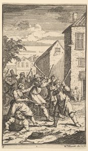 Hudibras vaincu par Trulla Dix-sept petites illustrations pour Hudibras de Samuel Butler, 1721-26 - William Hogarth