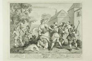 Hudibras vaincu par Trulla, cinquième planche de Hudibras - William Hogarth