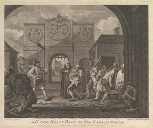 O le rôti de bœuf de la vieille Angleterre-La porte de Calais, 6 mars 1749 - William Hogarth