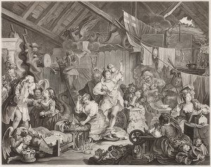 Actrices ambulantes se changeant dans une grange - William Hogarth