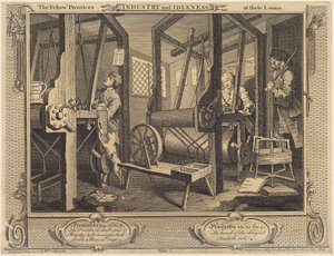 Les apprentis compagnons à leurs métiers à tisser - William Hogarth