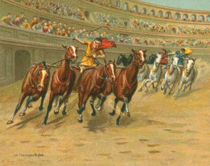 Courses historiques et modernes, Courses de chars romains (chromolithographie) - William Hounsom Byles