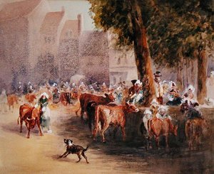 Tôt le matin au marché aux bestiaux du village - William Hunt