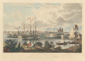 Ville de Détroit, Michigan : Vue depuis la rive canadienne près du ferry