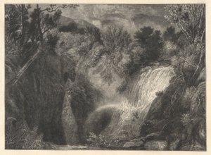 Paysage avec deux cascades - William James Linton