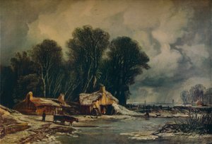 Paysage avec de vieux cottages : Hiver