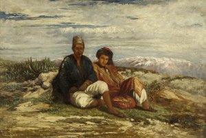 Deux figures arabes assises