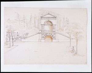 Chiswick, design pour une cascade à fronton combinée avec un pont routier à l