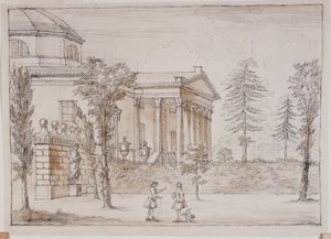 Chiswick, vue de la villa du côté de la statue de Palladio - William Kent