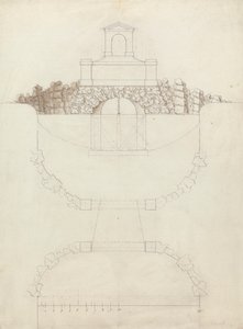 La cascade à Chiswick House, Middlesex : Élévation et plan - William Kent