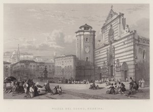 Piazza Del Duomo, Messine (gravure) - William Leighton Leitch