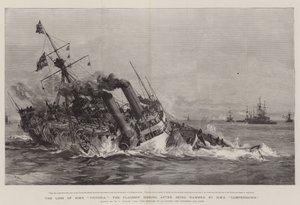 La perte du HMS Victoria, le navire amiral coulant après avoir été éperonné par le HMS Camperdown