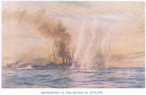 Le Southampton dans la bataille du Jutland, de Cassells History of the British People publié par la Waverley Book Company Limited, vers 1940 - William Lionel Wyllie