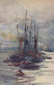 Déchargement de charbon dans des barges - William Lionel Wyllie