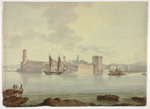 Port devant une ville fortifiée - William Marlow