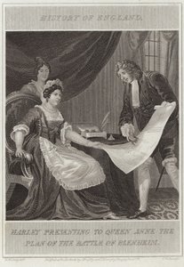Harley présentant à la reine Anne le plan de la bataille de Blenheim - William Marshall Craig