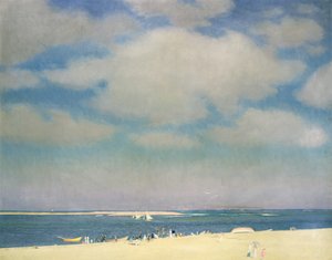Paysage marin avec plage de sable (la plage de Chatham) vers 1915 (huile sur toile) - William McGregor Paxton