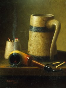 Nature morte avec pipe, chope et allumettes