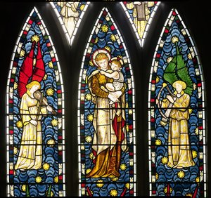 Madone et Enfant avec deux anges, moitié supérieure de la fenêtre des Anges (détail)