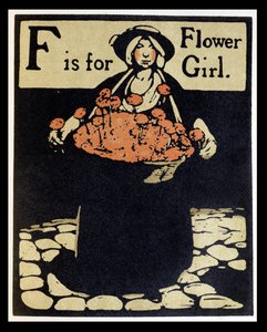 F pour Fille aux fleurs, illustration de 