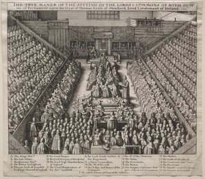 Westminster Hall, intérieur, avec le procès du comte de Strafford