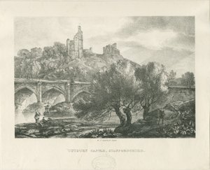 Château de Tutbury - Vue sud: zincographie, nd [début du 19ème siècle]
