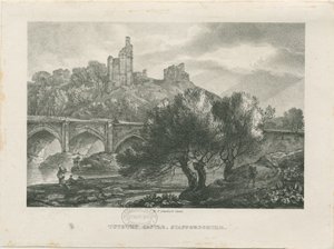 Château de Tutbury - Vue sud: zincographie, nd [début du 19ème siècle]