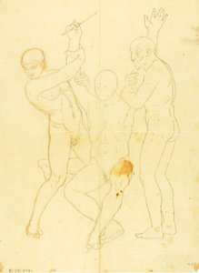 Moïse, Aaron et Hur sur le mont Horeb (étude de nu)