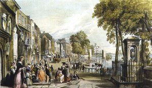Vieille église de Chelsea et tombe de Sir Hans Sloane (lithographie)