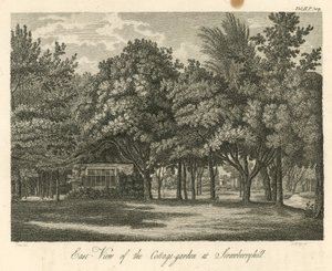 Vue est du jardin de la chaumière à Strawberry Hill, Twickenham, Londres