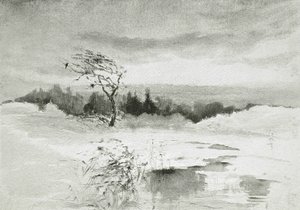Paysage avec eau et arbre balayé par le vent - William Parsons Winchester  Dana