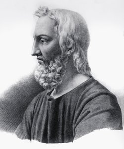 Portrait de Pedanius Dioscorides (vers 40-vers 90), médecin, botaniste et pharmacien grec, gravure - Nicolas Toussaint Charlet