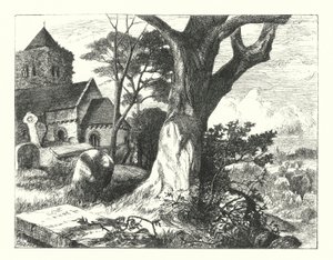 Le cimetière du village (gravure)
