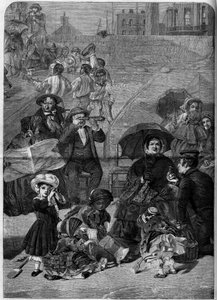 Angleterre victorienne : touristes sur la plage de Ramsgate, Angleterre
