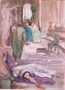 Le meurtre de César, de Vies de Plutarque publié par T C & E C Jack Ltd, années 1920