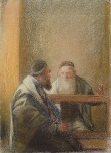 Intérieur avec deux rabbins