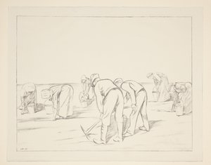 Travailleurs agricoles avec pioches et seaux - William Rothenstein