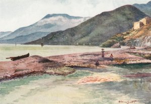 Italie et France, embouchure de la Roya (lithographie couleur) - William Scott