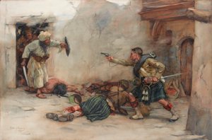 Tambour James Roddick du 92e Gordon Highlanders, défendant le lieutenant Menzies lors d