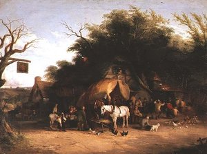 Voyageurs se reposant à une auberge de campagne