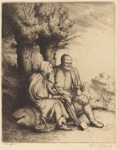 Homme et femme sous un arbre - William Strang