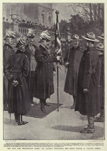 Le Roi et le cheval de Strathcona, Sa Majesté présentant la couleur du roi au colonel Steele - William T. Maud