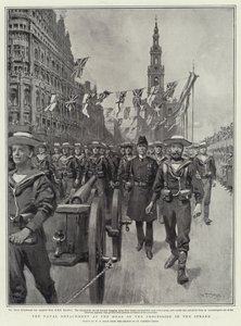 Le détachement naval en tête du cortège dans le Strand
