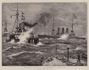 Les manœuvres navales, H M S Benbow dans une mer agitée