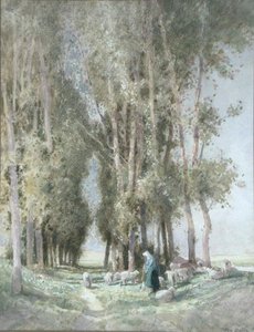 Une Bergère et son Troupeau, Hollande - William Tatton Winter